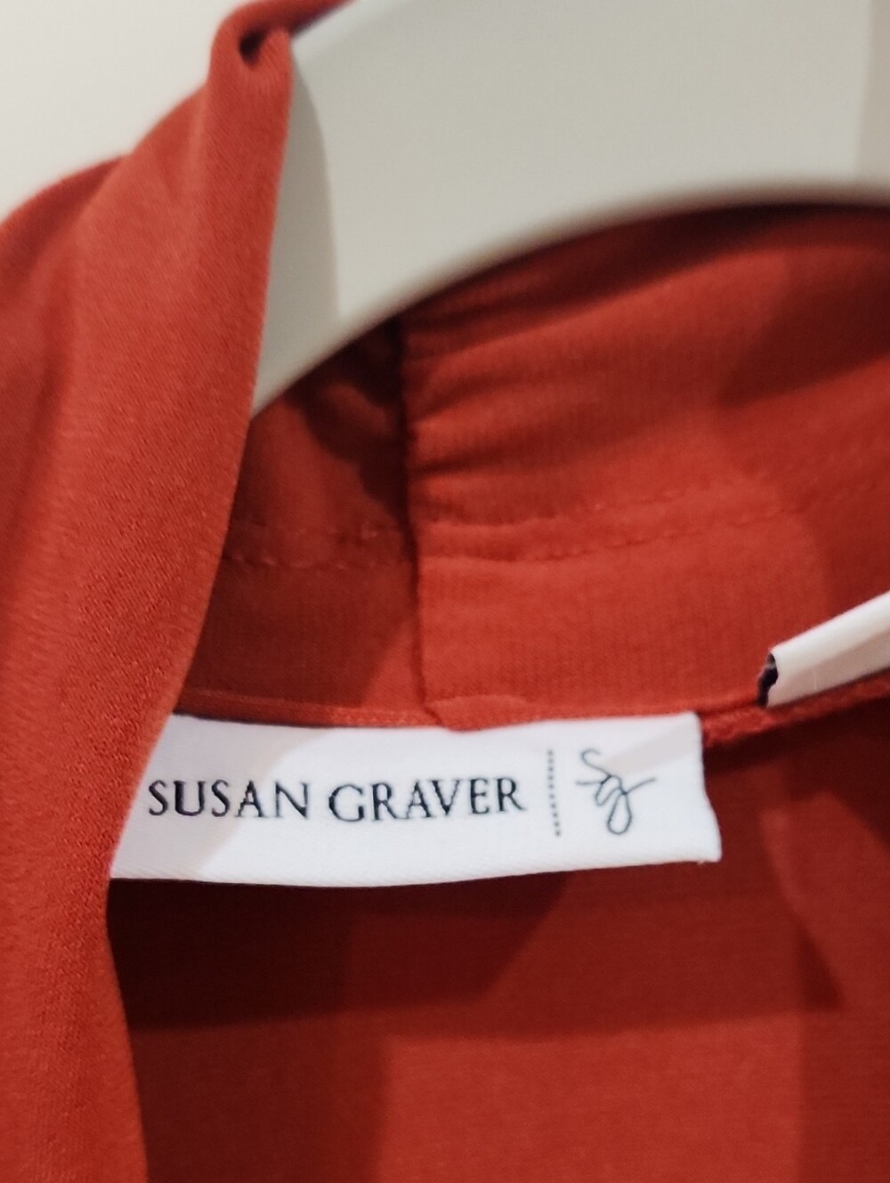 Susan Graver Open-Front Draped Tunic Cardigan - Rust - Picture 2 of 6